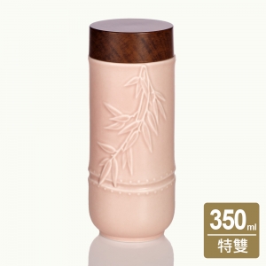乾唐軒隨身杯-15-D2491-1 富貴金竹隨身杯 玫瑰粉 / 大 / 單層 / 木紋蓋