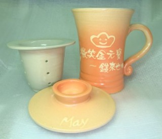 鶯歌陶瓷杯-三件式手拉泡茶杯-H312 手拉坏泡茶杯