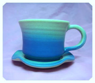 HDC203 < 藍色 > 手拉坏咖啡杯盤